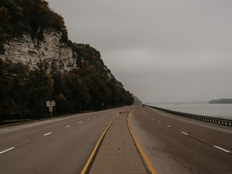 Highway between sea and hill photo
